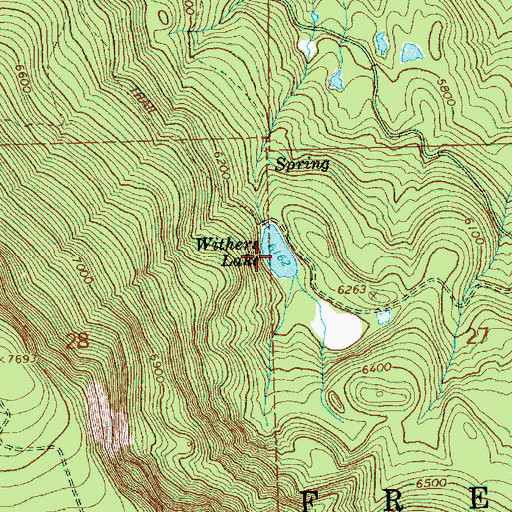 Topographic Map of Withers Lake, OR