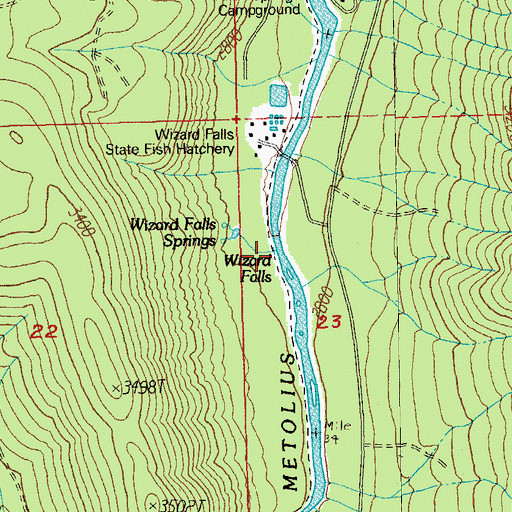 Topographic Map of Wizard Falls, OR