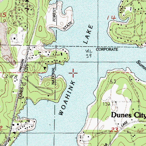Topographic Map of Woahink Lake, OR