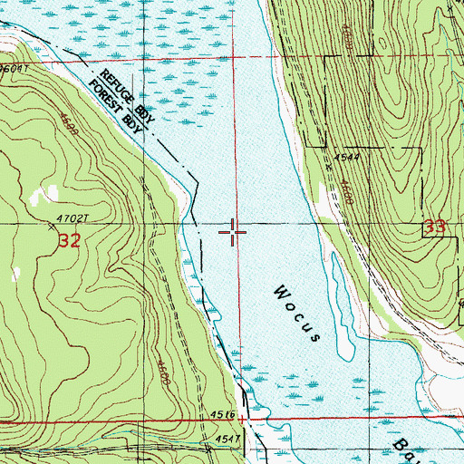 Topographic Map of Wocus Bay, OR