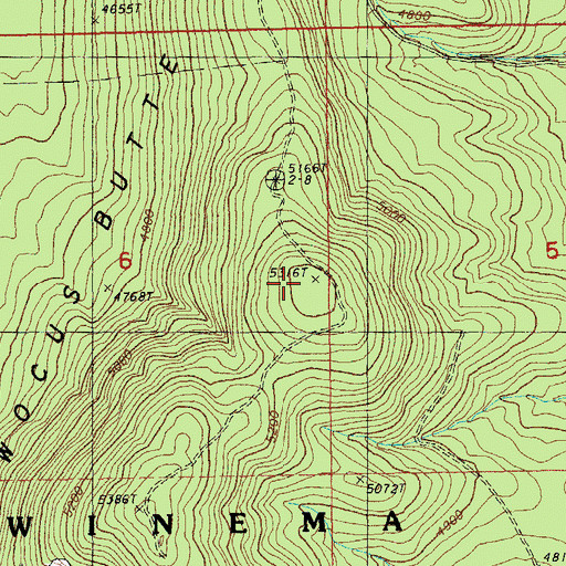 Topographic Map of Wocus Butte, OR