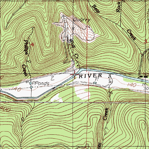 Topographic Map of Wolf Creek, OR
