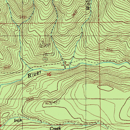 Topographic Map of Wolf Creek, OR
