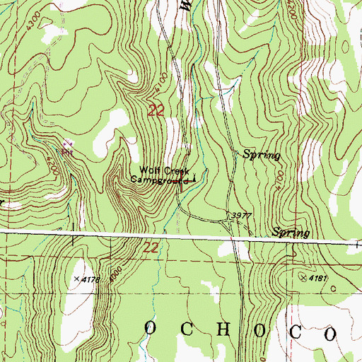 Topographic Map of Wolf Creek Recreation Site, OR