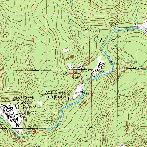 Topographic Map of Wolf Creek Job Corps Center, OR