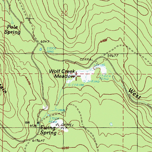 Topographic Map of Wolf Creek Meadow, OR