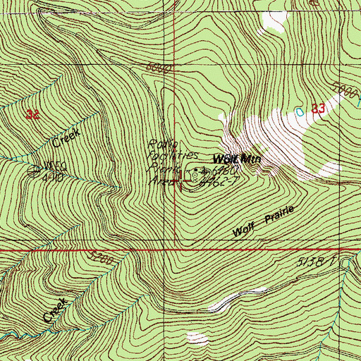 Topographic Map of Wolf Mountain, OR