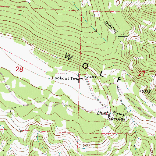 Topographic Map of Wolf Mountain, OR