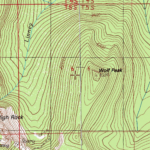 Topographic Map of Wolf Peak, OR