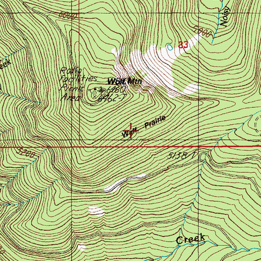 Topographic Map of Wolf Prairie, OR