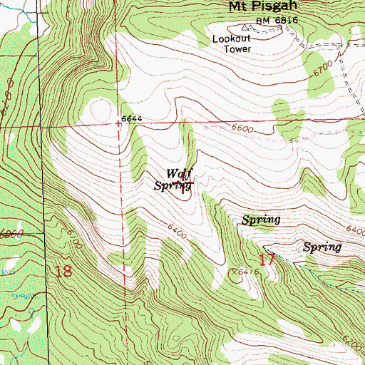 Topographic Map of Wolf Spring, OR