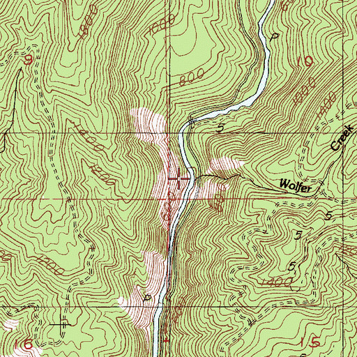 Topographic Map of Wolfer Creek, OR