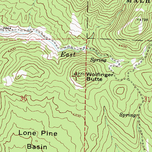 Topographic Map of Wolfinger Butte, OR