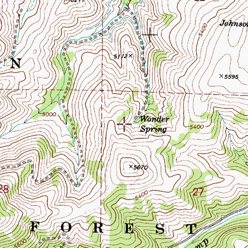 Topographic Map of Wonder Spring, OR