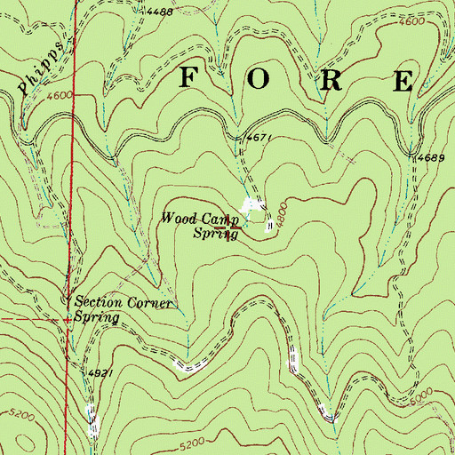 Topographic Map of Wood Camp Spring, OR