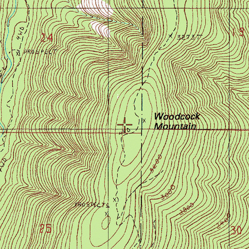 Topographic Map of Woodcock Mountain, OR