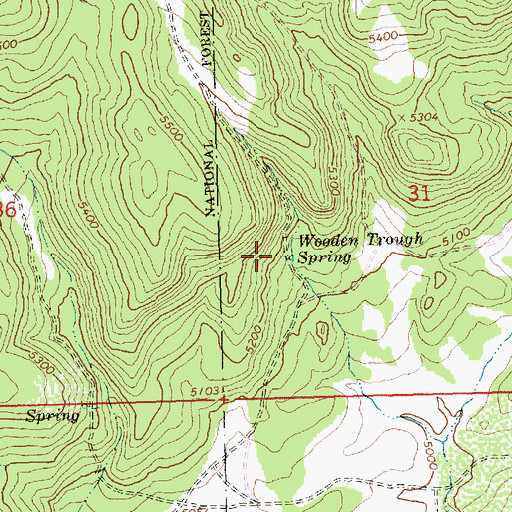 Topographic Map of Wooden Trough Spring, OR