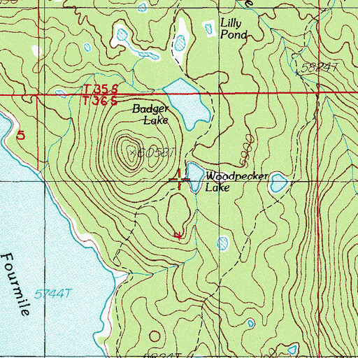 Topographic Map of Woodpecker Lake, OR