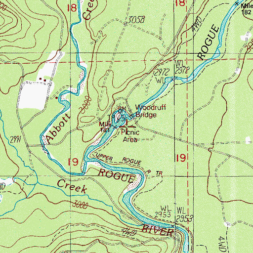 Topographic Map of Woodruff Bridge, OR