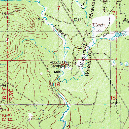 Topographic Map of Woodruff Creek, OR