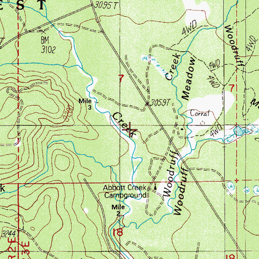 Topographic Map of Woodruff Meadow, OR