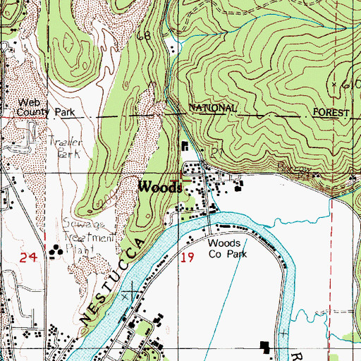 Topographic Map of Woods, OR