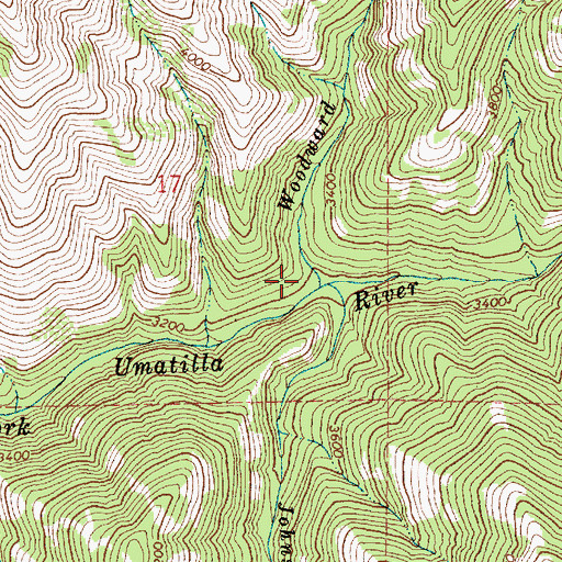 Topographic Map of Woodward Creek, OR