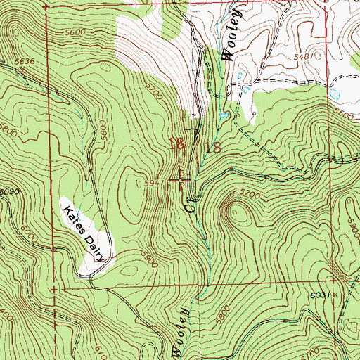 Topographic Map of Wooley Creek, OR