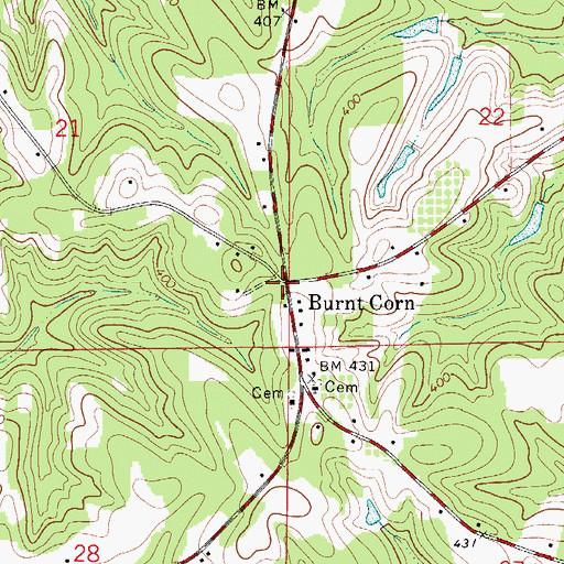 Topographic Map of Burnt Corn, AL
