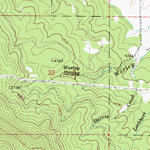 Topographic Map of Worley Spring, OR