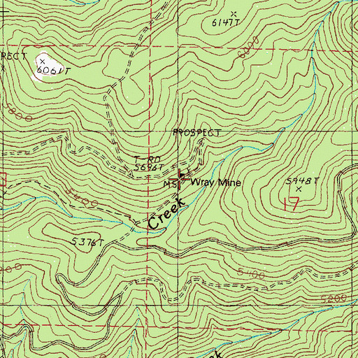 Topographic Map of Wray Mine, OR
