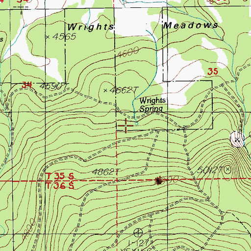 Topographic Map of Wrights Spring, OR