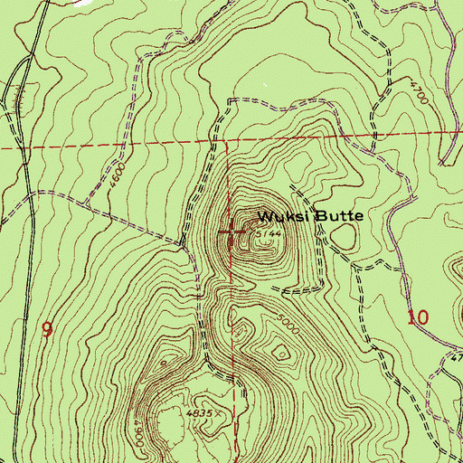 Topographic Map of Wuksi Butte, OR