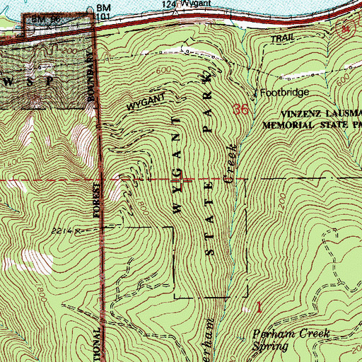 Topographic Map of Wygant State Natural Area, OR