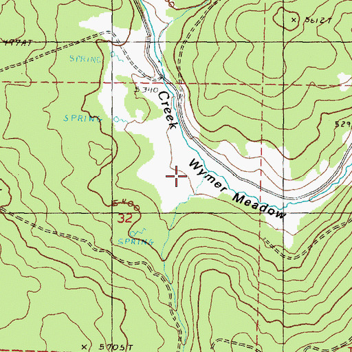 Topographic Map of Wymer Meadow, OR