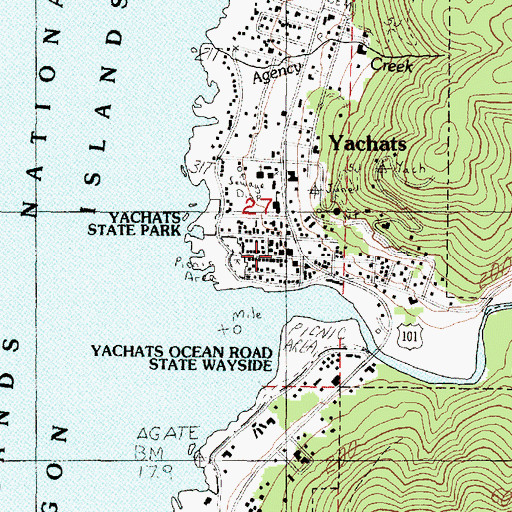 Topographic Map of Yachats, OR