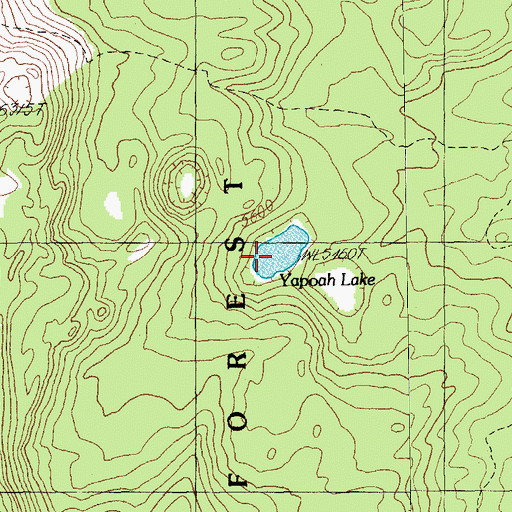 Topographic Map of Yapoah Lake, OR