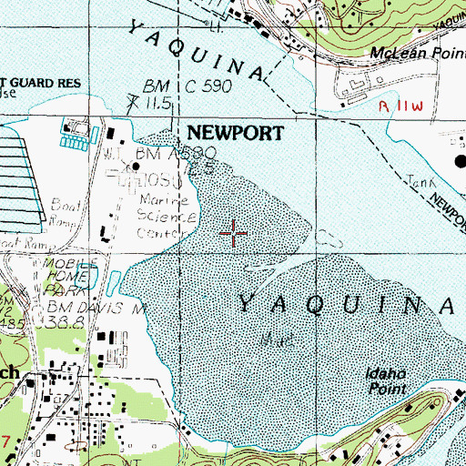 Topographic Map of Yaquina Bay, OR