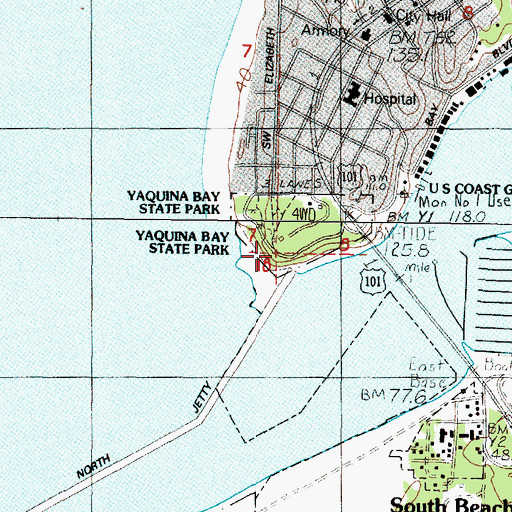 Topographic Map of Yaquina Bay State Recreation Site, OR