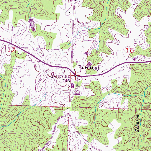 Topographic Map of Burntout, AL