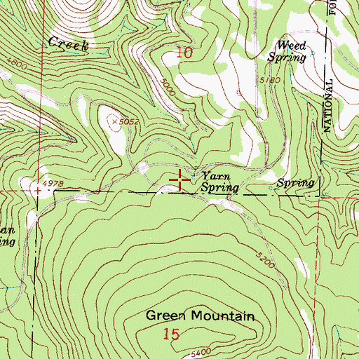 Topographic Map of Yarn Spring, OR