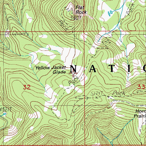 Topographic Map of Yellow Jacket Glade, OR