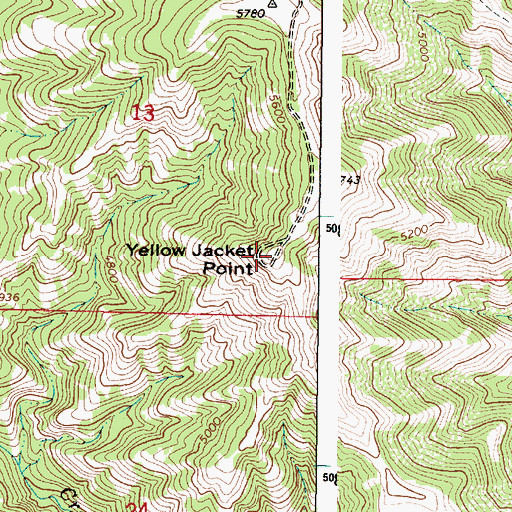 Topographic Map of Yellow Jacket Point, OR
