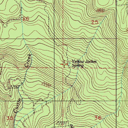 Topographic Map of Yellow Jacket Spring, OR