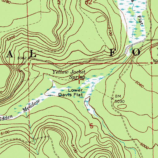 Topographic Map of Yellow Jacket Spring, OR