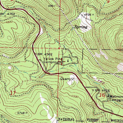 Topographic Map of Yellow Pine Recreation Site, OR