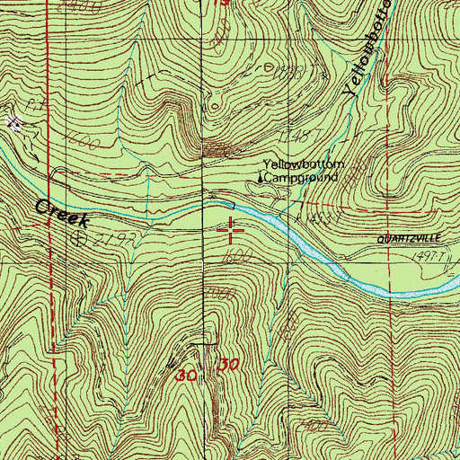 Topographic Map of Yellowbottom Creek, OR