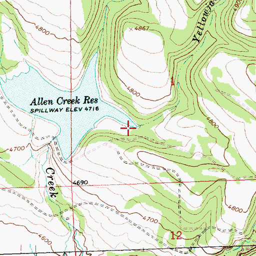 Topographic Map of Yellowjacket Creek, OR