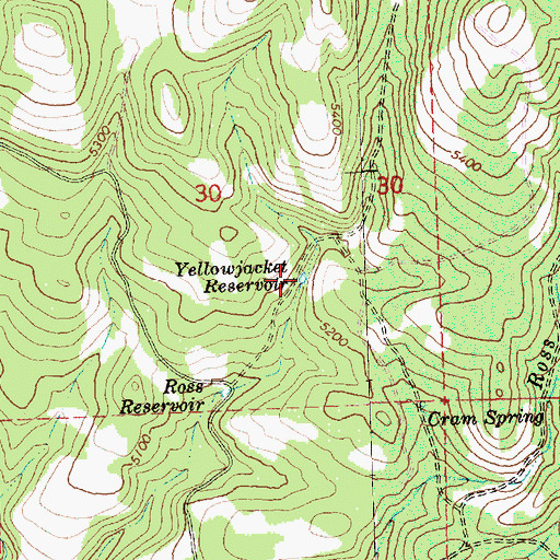 Topographic Map of Yellowjacket Reservoir, OR