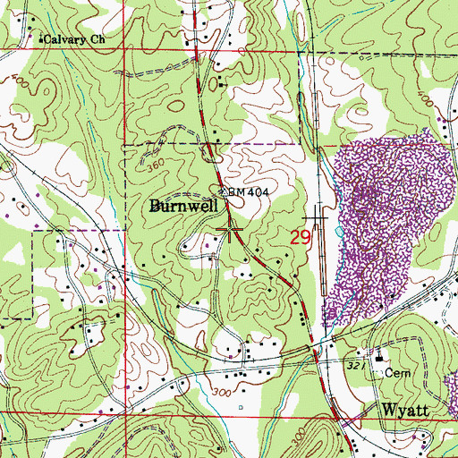 Topographic Map of Burnwell, AL